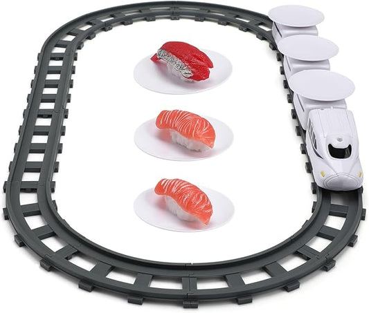 Sushi Train Toys - Child Day Rotating Sushi Bar Train Goes Around Train Toys Japanese Sashimi Plates Sushi Serving Tray for Child Days of Week DIY Sushi Making Supplies