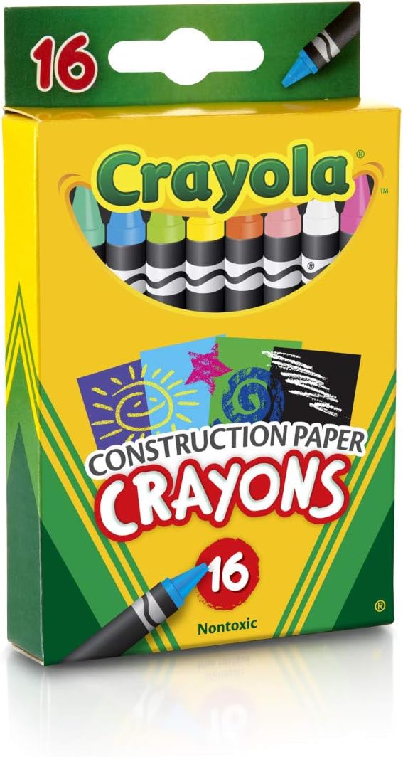 Crayola Construction Paper Crayons (16ct), Kids Crayons, Long-Lasting, Non-Toxic, Vibrant Colors for Kids Arts and Crafts, Ages 3+