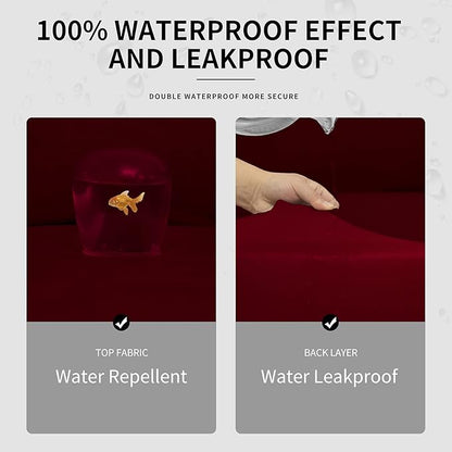 Easy-Going 100% Dual Waterproof Oversized Cover Stretch Soft Couch Cover for Dogs, Sofa Slipcover for 3 Separate Cushion Couch Leakproof Furniture Protector for Kids, Pets Wine