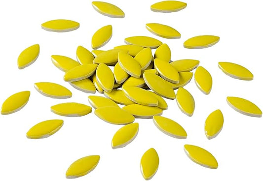 70 Pieces Petal Ceramics Mosaic Tiles for Crafts, Stained Ceramics Supplies, Flower Leaves Mosaic Ceramics Mosaic Pieces Kit for DIY Crafts Plates Picture Frames Home Decorations - Yellow