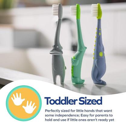 Dr. Talbot's Toddler Training Toothbrush for Kids - (2-Pack) - 6+ Months - Alligator/Elephant