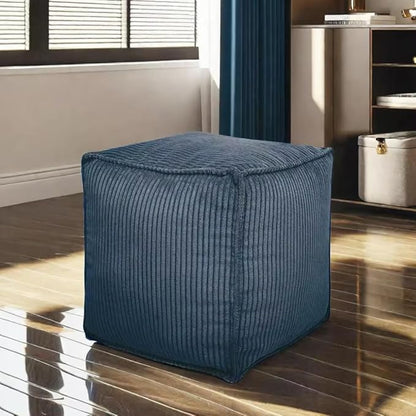 Louis Donné Unstuffed Pouf Ottoman Square Stylish Storage Empty Footrest Pouf Cover for Organizing and Decluttering Extra Clothes Blankets and Kids' Toys Greyish Blue (Only Cover)