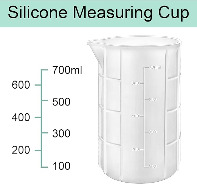 Gartful Resin Casting Tool Kits, Medium Silicone Craft Mat + 700ml Large Measuring Cups, Reusable DIY Craft Set for Resin, Epoxy, Acrylic Paint, Jewelry Making, Pack of 4