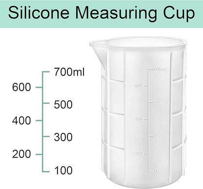 Gartful Resin Casting Tool Kits, Medium Silicone Craft Mat + 700ml Large Measuring Cups, Reusable DIY Craft Set for Resin, Epoxy, Acrylic Paint, Jewelry Making, Pack of 4