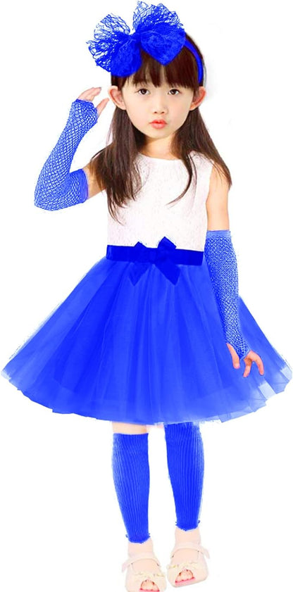 Kids 6 in 1 Costume Accessories 1970s 1980s Fancy Outfits and Dress for Cosplay Party Theme Party for Girl