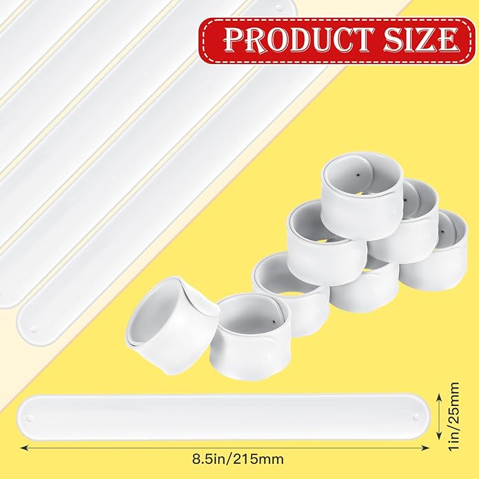 12 Pcs Silicone Slap Bracelets DIY Slap Bands Party Favors Bulk Blank Soft Wristband Wrist Snap Band for Craft Project DIY Painting Birthday Party Halloween Christmas