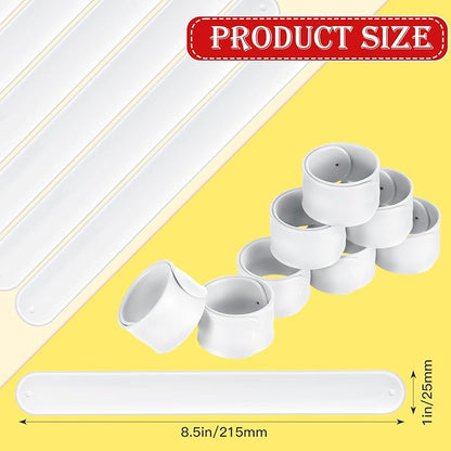 12 Pcs Silicone Slap Bracelets DIY Slap Bands Party Favors Bulk Blank Soft Wristband Wrist Snap Band for Craft Project DIY Painting Birthday Party Halloween Christmas