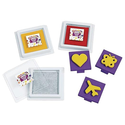 Colorations® Super Stamper Classroom Pack - Kids Crafts, Easy Craft Projects, Easy Art Projects, 16 Washable Ink Pads, 20 Unique, Handled Stampers, Foam Stampers, Shapes, Objects, Animal Stamps