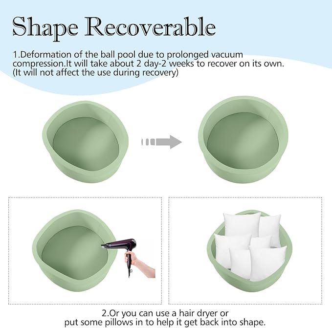 SHJADE Foam Ball Pit for Toddlers, 35.4"x 11.8" Kids Ball Pit, Soft Round Baby Ball Pool, Ideal Gift for Girls and Boys, Indoor and Outdoor Game(Green, NO Balls)