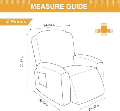 Genina Recliner Chair Covers, Stretch Reclining Chair Covers, Recliner Sofa Slipcovers Stripe Jacquard Lazy Couch Covers Furniture Protector Covers for Pet Kid (Light Grey, 1 Seat)