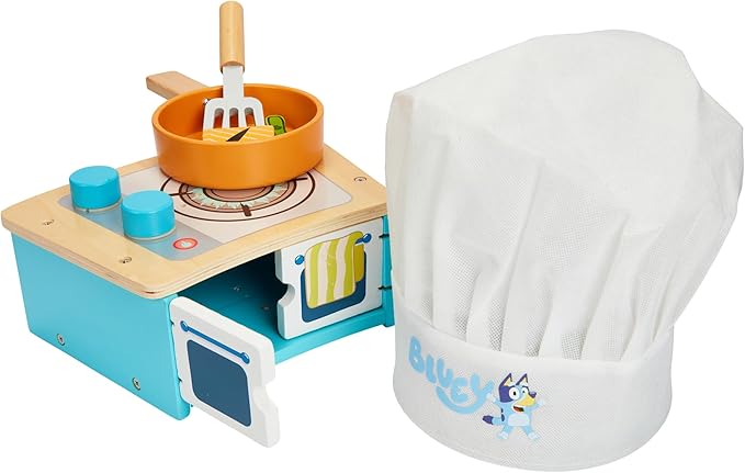 Bluey – Tabletop Restaurant – 32 Piece Wooden Roleplay Toy with Cutlery & Pretend Food Accessories for Kids – FSC-Certified Material – Fun Imaginative Kit for 3 Years and Up