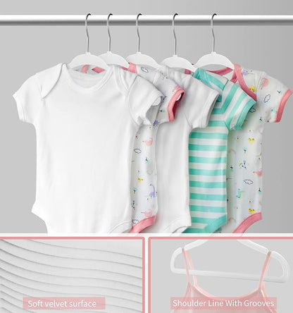 Kids Velvet Hangers 15 Pack, 11 Inch Size Non-Slip Baby Hangers, Space-Saving Nursery Hangers, Perfect Infant/Toddler Clothes Hangers for Daily Use(White)