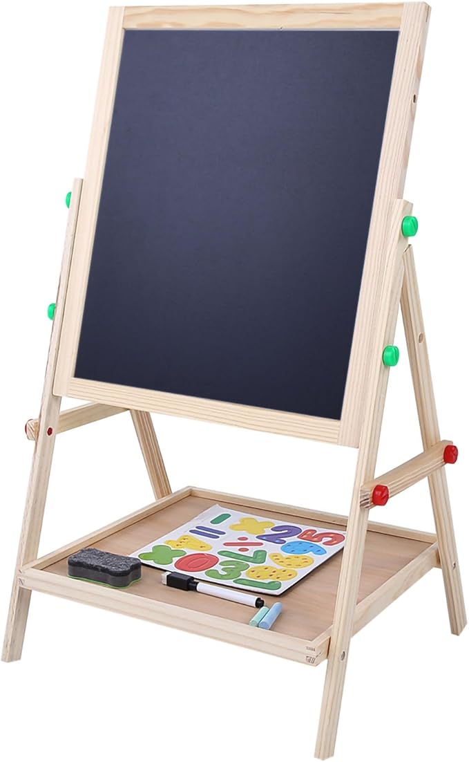JTLB 2 in 1 Double Side Baby Kids Child Standing Art Wooden Drawing Board