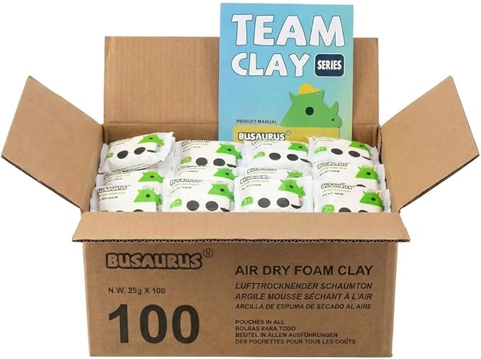 100-Pack White Air Dry Foam Clay, 25g Bulk Individually Wrapped, Magic Modeling Clay for Kids Classroom, School Art Supplies, Soft Foam Clay Alternative, Spring & Easter Craft Supplies