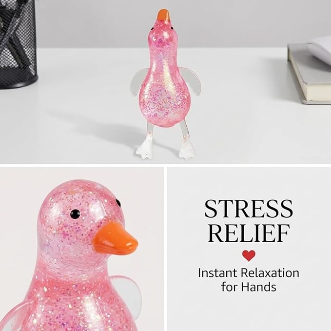 Cute Duck Squishy Stress Ball – Soft Pink Sugar Squishy Fidget Toy, Slow Rising Moldable Sensory Toy for Stress & Anxiety Relief, Relaxing Desk Toy(Pink)