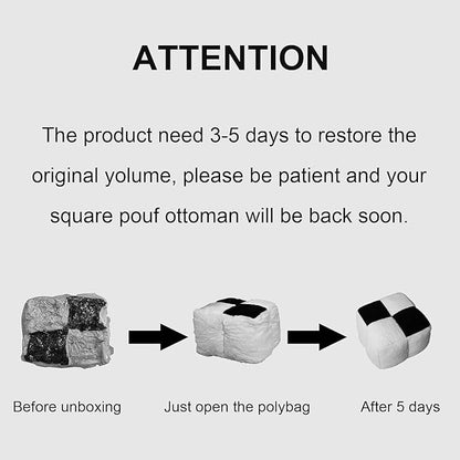 Louis Donné Stuffed Pouf Ottoman, Pouf with Memory Foam Filler, Ottoman Pouf for Foot Rest, Fabric Bean Bag Cubes, Boho Footstool for Living Room Bedroom, Two-Color Splicing Pouf (Pink)