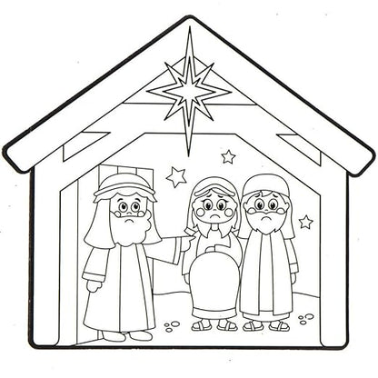 Baker Ross AX571 Nativity Window Decorations - Pack of 12, Unisex Hanging Decoration, Perfect for Kids Arts & Crafts Projects, Ideal for Sunday School Tasks, Craft Groups Activities and Home Crafting