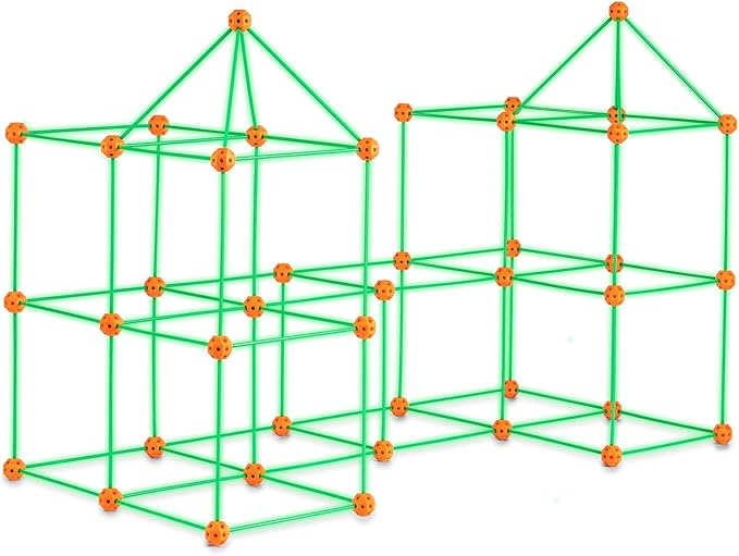 VEVOR Fort Building Kit for Kids, 140PCS Glow in The Dark STEM Building Toys, Educational Gift for 4 5 6 7 8+ Year Old Boys & Girls Indoor Outdoor Play Tent Construction Toys with 96 Rods and 44 Balls