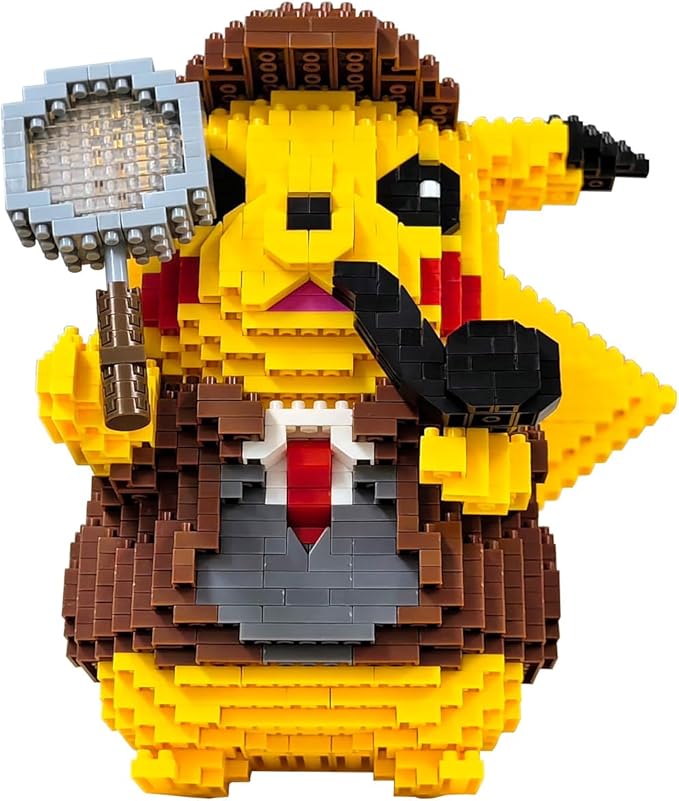 Building Bricks 1580+ Pieces Set - Classic Cartoon Characters Building Blocks - Mini Building Block for Boys Girls & Adults (Pikachu)