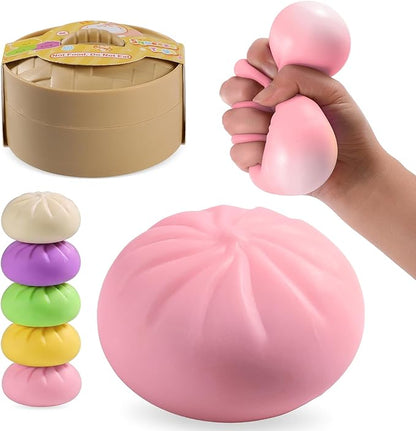Dumpling Squishy Mystery Box, Dumplings Squeeze Stress Balls for Kids & Adults, Sensory Fidget Toys for Anxiety Relief, Crazy Fun Squishy Dumpling Ideal Gift for Boys,Girls,Teens(Pink)