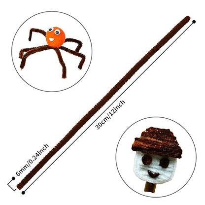Cuttte Pipe Cleaners Craft Supplies - 300pcs Brown Pipe Cleaners Chenille Stems for Craft Kids DIY Art Supplies (6 mm x 12 inch)
