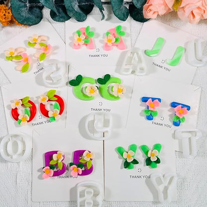 Xaekicr Alphabet Polymer Clay Cutters: 26 Pcs, Letter Designs for Polymer Clay Jewelry,Letter Clay Molds for DIY Custom Clay Earrings