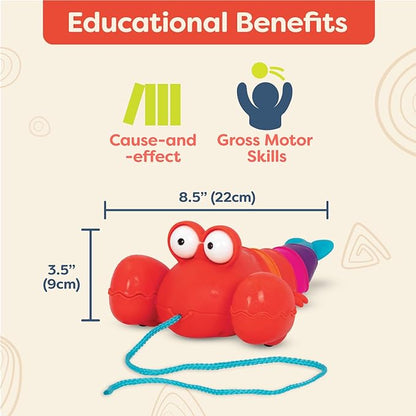B. toys- Pull Along Lobster Toy - Waggle-A-Longs – Pinchy Pat- Developmental Toy-Push or Pull –Walking Toy with String – Baby, Toddler, Kids – 18 Months