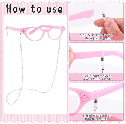 9 PCS 100 Days of School Old Lady Wig Set Include Wig Glasses Necklace Bracelet Glasses Chain Bag Cane and Stickers
