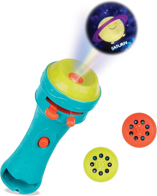 B. toys- Light Me To The Moon - Blue- Pretend Play Projector Flashlight – 2 Image Reels – Planet & Alien Projections- Space Toys For Kids – 4 Years +