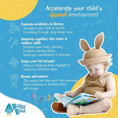 Ditty Bird Musical Books Colors Edition | Montessori Toys & Learning Resources | Sensory Toys for Kids | Nursery Rhyme Book, Interactive Toddler Toys for 1 Year Old to 3 Year Olds | Sturdy Baby Book