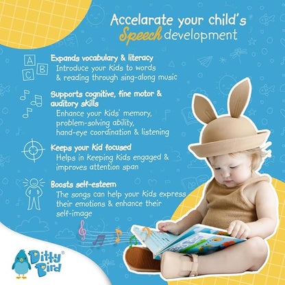 Ditty Bird Touch & Feel Animals Edition Musical Books | Fun Montessori Toys & Learning Resources | Sensory Toys for Kids | Interactive Toddler Books for 1 Year Old to 3 Year Olds | Sturdy Baby Book