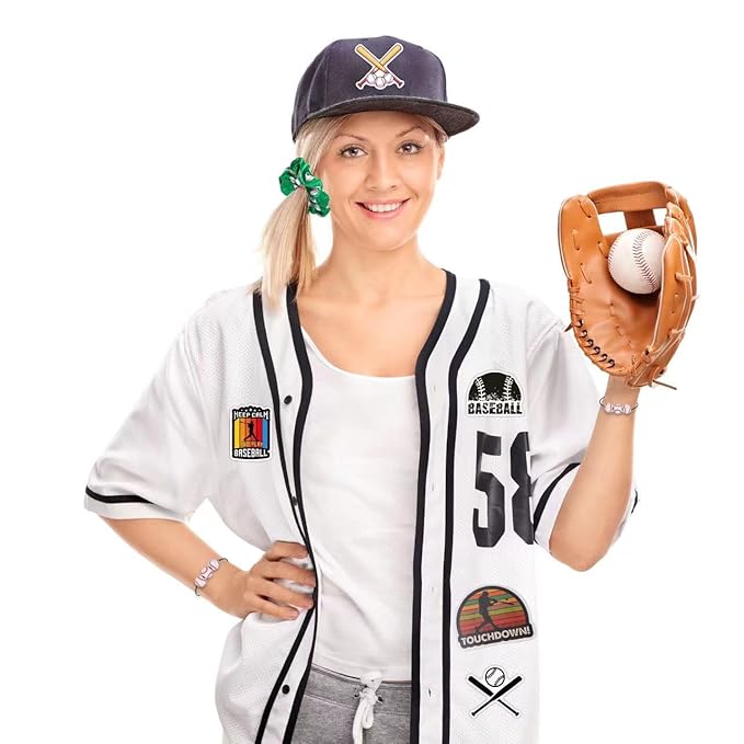 Baseball Party Favor Set: 20 Satin Scrunchies with Baseball Design, 20 Baseball Bracelets, 100 Baseball Stickers for Sports Themed Celebrations
