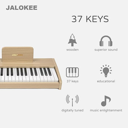 Kids Piano Keyboard, Digital Piano for Kids, Music Educational Instrument Toy, Wood Toy for 3+ Girls and Boys (Oak, 37 Keys)