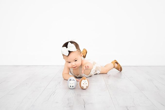 Pearhead Wooden Wobble Toy Set, Baby Tummy Time Montessori Toy, for Babies 6+ Months, Wobbler Toys for Learning, Baby Development Toy for Infants and Toddlers