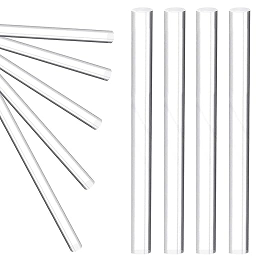 ZukoCert 4 Pcs Acrylic Rods, Clear Acrylic Sticks for DIY Crafts, 6.3 x 0.5 Inch Polymer Clay Roller Tools for Sculpting, Rolling, Crafting, Art Projects