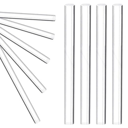 ZukoCert 4 Pcs Acrylic Rods, Clear Acrylic Sticks for DIY Crafts, 6.3 x 0.5 Inch Polymer Clay Roller Tools for Sculpting, Rolling, Crafting, Art Projects