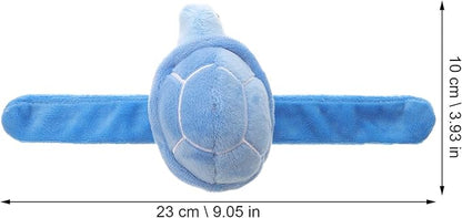 Gadpiparty Animal Slap Bracelets Turtle Snap Bands Stuffed Animals Huggers Plush Hug Slap Wristband Animal Slap for Kids Party Favors Supplies Sky-Blue