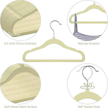 GoodtoU Kids Velvet Hangers,30 Pack Baby Hangers for Closet Non Slip Velvet Clothes Hangers Coat Hangers for Toddler Children Infant Hanger (Beige 30Pack)