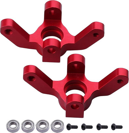 HobbyPark Aluminum Front and Rear Right Hub Assembly Set Steering Knuckles Blocks Stub Axle Carriers for 1/10 Redcat Blackout XTE XBE SC (Pro), Replace BS213-011 BS213-012 (Red)