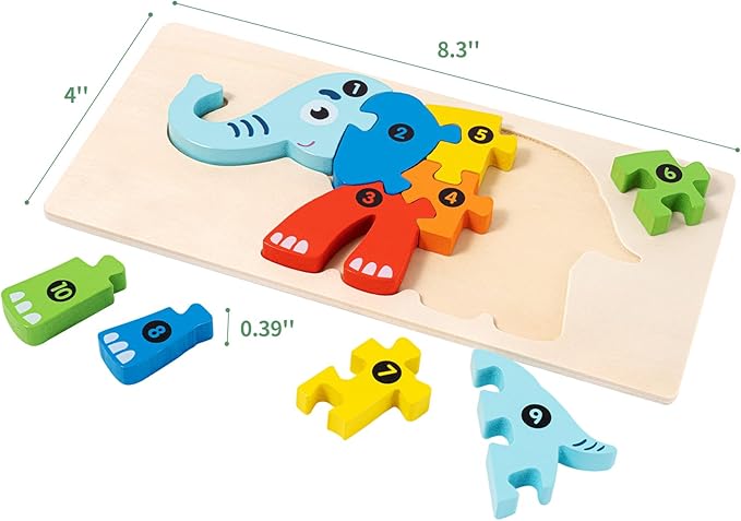 6 Pack Wooden Animal Puzzles for Toddlers Ages 3-5, Montessori Toys, Jigsaw Puzzles for Kids, Learning Toys for 3 Year Olds Preschool Fine Motor Skills - Easter Gifts