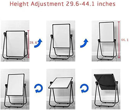 Kids Standing Easel 29.5inch-44inch Height Adjustable 360°Rotating Whiteboard&Chalkboard Double Sided Easel for Kids