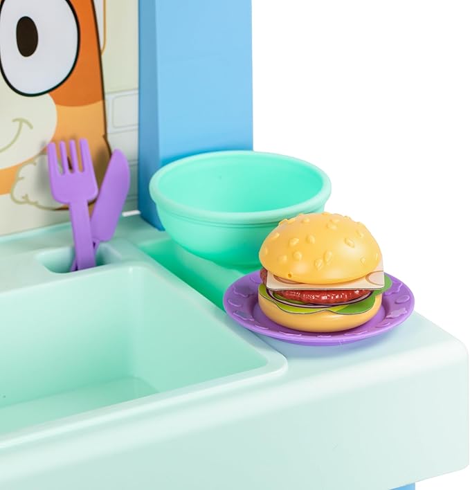 Bluey - Cook with Chef Kitchen Playset, with Over 20 Sounds, Phrases, Music and Lights, Plus 20 Play Pieces Included, Over 3 feet/ 90cm Tall, Includes A Chef Hat and Duck Cake