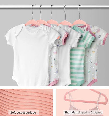 Kids Velvet Hangers 30 Pack, 11 Inch Size Non-Slip Baby Hangers, Space-Saving Nursery Hangers, Perfect Infant/Toddler Clothes Hangers for Daily Use(Pink)