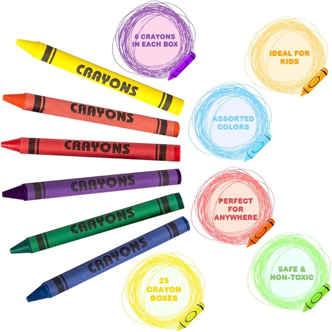 ArtCreativity Crayons Bulk Set - 300 Total Crayons - 50 Packs of 6 - Vibrant Colors for Kids & Classroom