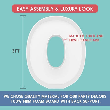 3FT Tall Mosaic Balloon Frame Letters Big Marquee Light Up Letters DIY Kit for Birthday Party Wedding Backdrop Decor Letter O Pre-Cut Foam Board