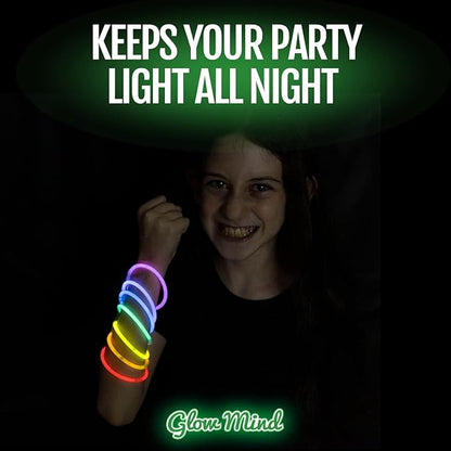 200 Ultra Bright Glow Sticks Bulk - Halloween Glow in the Dark Party Supplies Pack - 8" Glowsticks Party Favors with Bracelets and Necklaces