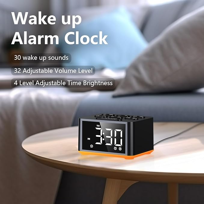 Small Sunrise Digital Alarm Clock Desk Bedroom Bedside Clocks with 2 Alarm Settings Snooze & Wake Up Light Sound White Noise Machine 27 Sleep Nature Sounds Ideal Gift for Kids Adults Heavy Sleepers