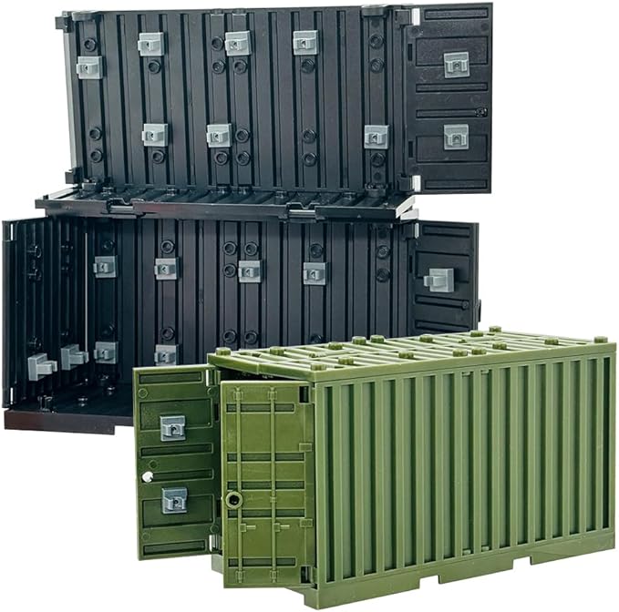 Building Bricks Military Big Box Toys Shipping Container for Mini Figures,Construction Building Block Toys for 6+ Years Old Boys Gifts Compatible with Major Brands Model Assembly Kit