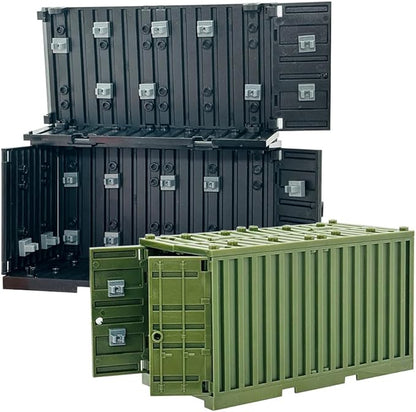 Building Bricks Military Big Box Toys Shipping Container for Mini Figures,Construction Building Block Toys for 6+ Years Old Boys Gifts Compatible with Major Brands Model Assembly Kit