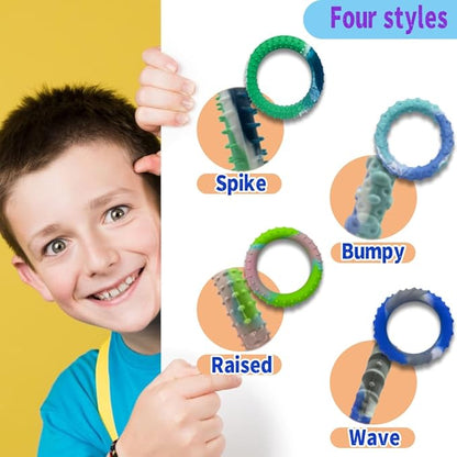 12PCS Sensory Fidget Toys for Kids Adults-Stretchy Fidget Bracelet&exture,Calming Autism Sensory Toys for Needs Autistic Children,Calm Down Toy for Toddler Girls Boys